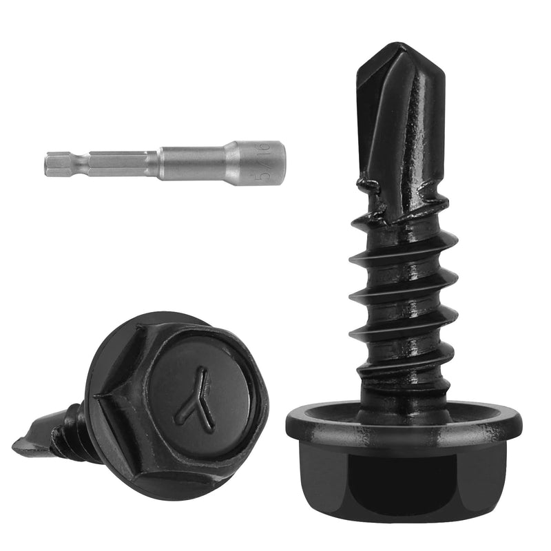 [Australia - AusPower] - 130Pcs #10 x 3/4" Self Drilling Screws for Metal,410 Stainless Steel Black Zinc Plated,Self Tapping Sheet Metal TEK Screws,Hex Washer Head #10 x 3/4 inch Black Hex Washer Head 