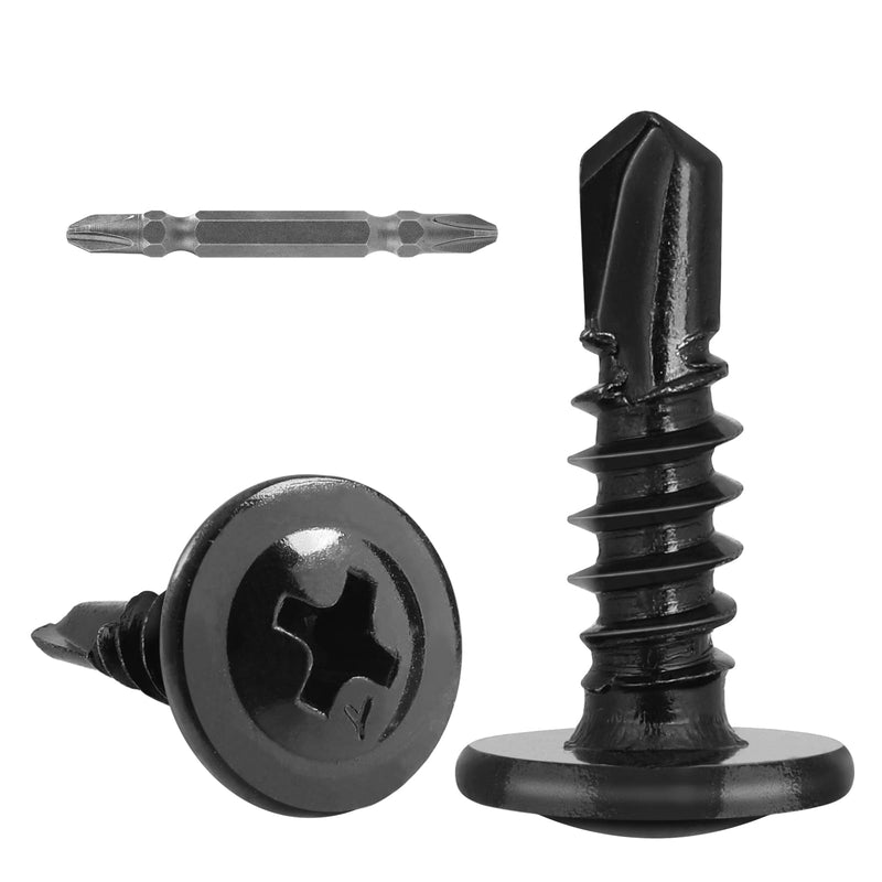 [Australia - AusPower] - 140Pcs #10 x 3/4" Self Drilling Screws for Metal,410 Stainless Steel Black Zinc Plated,Self Tapping Sheet Metal TEK Screws,Modified Truss Head #10 x 3/4 inch Black Modified Truss Head 