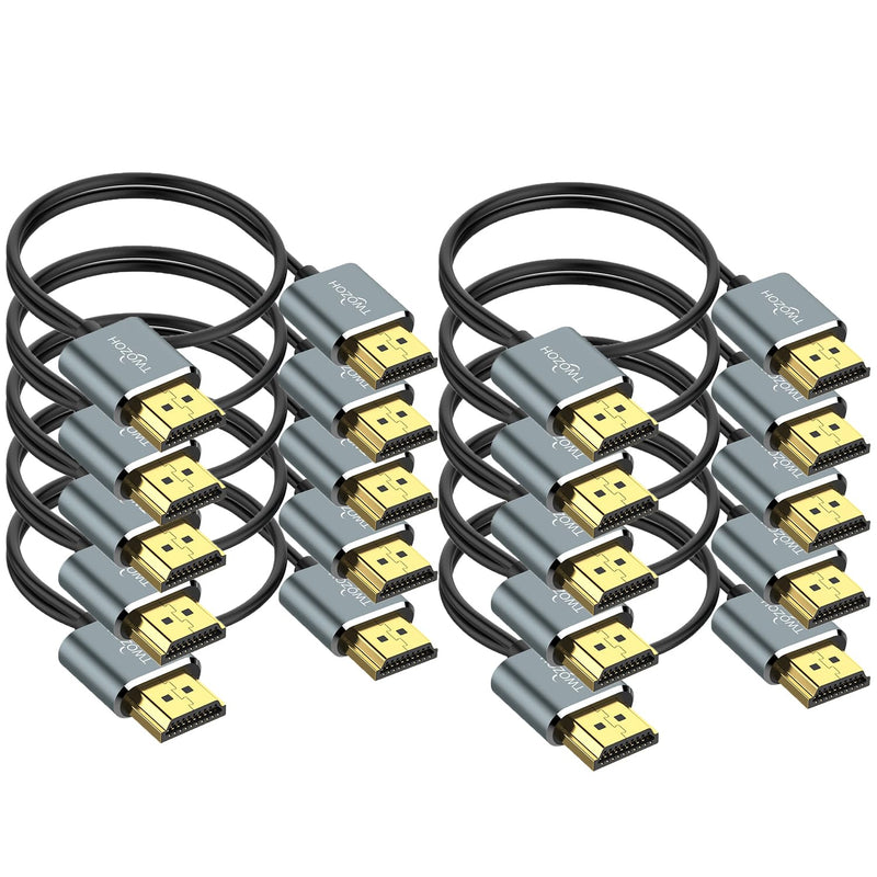 Twozoh Slim 4K HDMI Cable 1.6FT 10 Pack, Ultra Thin & Flexible Skinny HDMI to HDMI 2.0 Cord Support 4K/60HZ 18gbps Laptop, Monitor, PS5, PS4, Xbox One, Fire TV THIN HDMI 10-Pack