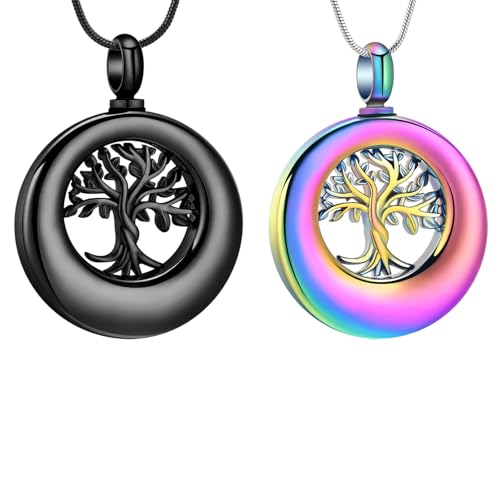 Hearbeingt Cremation Jewelry Urn Necklace for Ashes for Women Men, Circle of Life Eternity Memorial Pendant Ash Jewelry