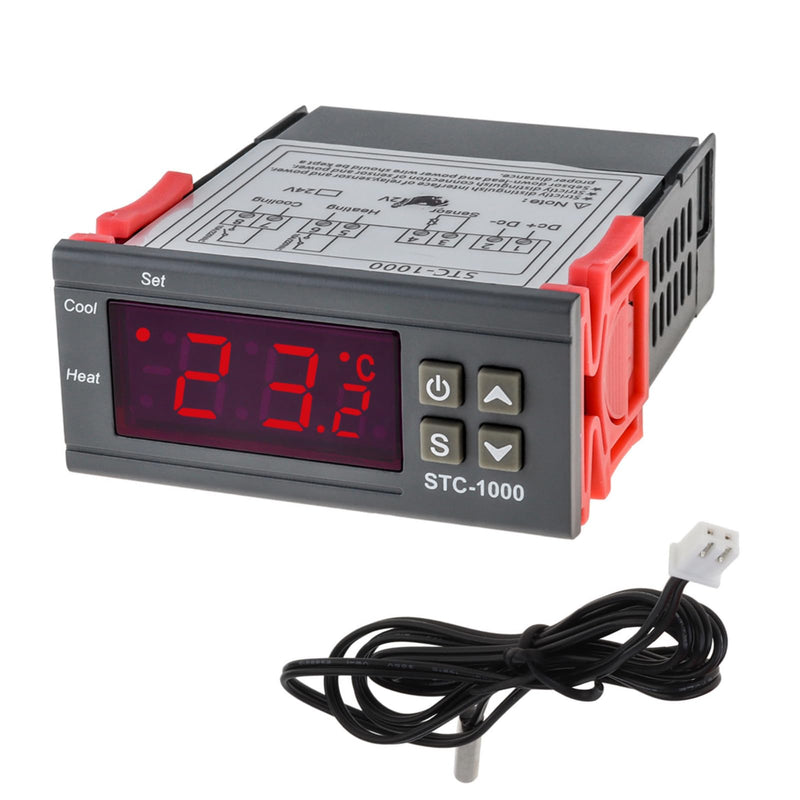 [Australia - AusPower] - STC-1000 Digital Temperature Controller DC 12V 10A Digital LED Temperature Controller with NTC Sensor Probe Heating Cooling Centigrade Thermostat 2 Relays Output 