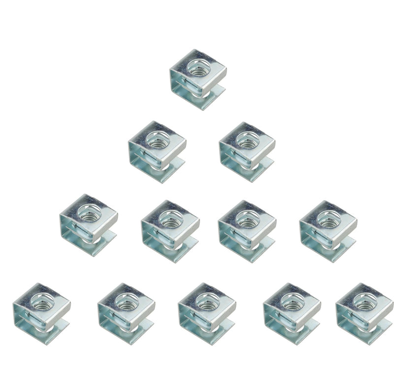 [Australia - AusPower] - 12Pcs M6 Cage Nuts Carbon Steel 10-32 U-Shaped Slide-on Cage Nut,Clip-On Nuts 