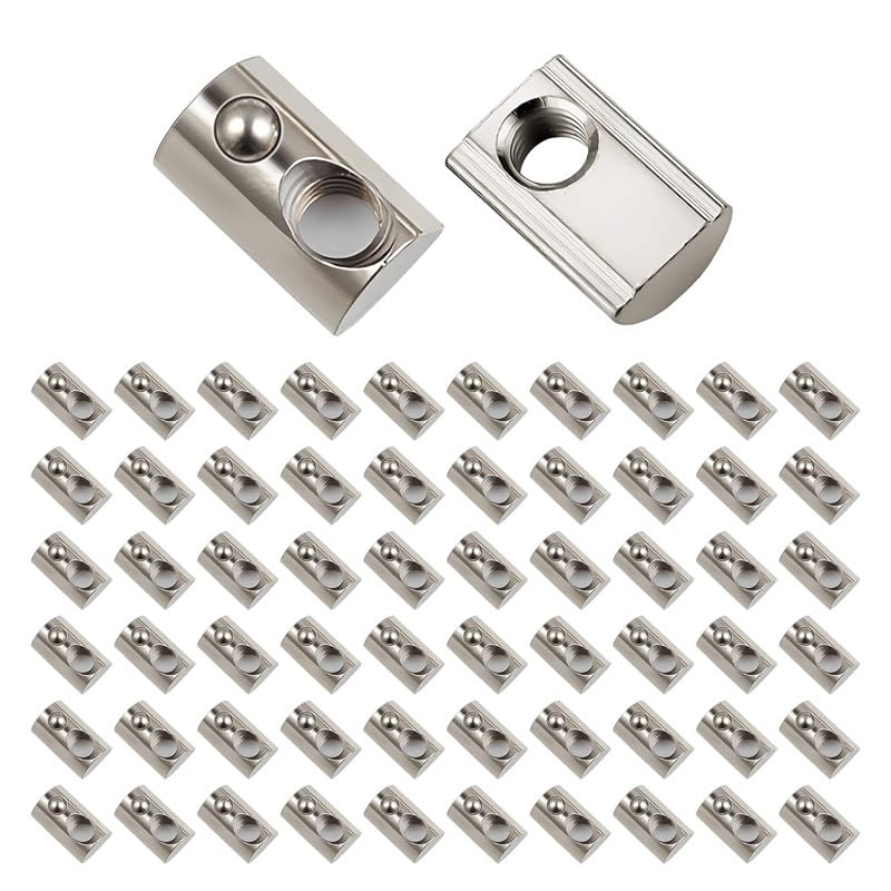 [Australia - AusPower] - 10Pcs Silver 1/4-20 Steel Roll in T-nut with Ball Spring, Suitable for 1010 Series or 1.0 Inch Base Aluminum Extrusion Profile Rail?Fasteners 