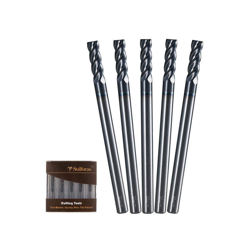 [Australia - AusPower] - 1/8" Carbide Square Nose End Mill Set (5 Pcs), 4 Flute CNC Mill Bits Tools for DIY & Professional, Solid Carbide Cutter (Tungsten Carbide + Cobalt) for Milling Steel and Metals (5Pcs, 1/8) 1/8 in 5 