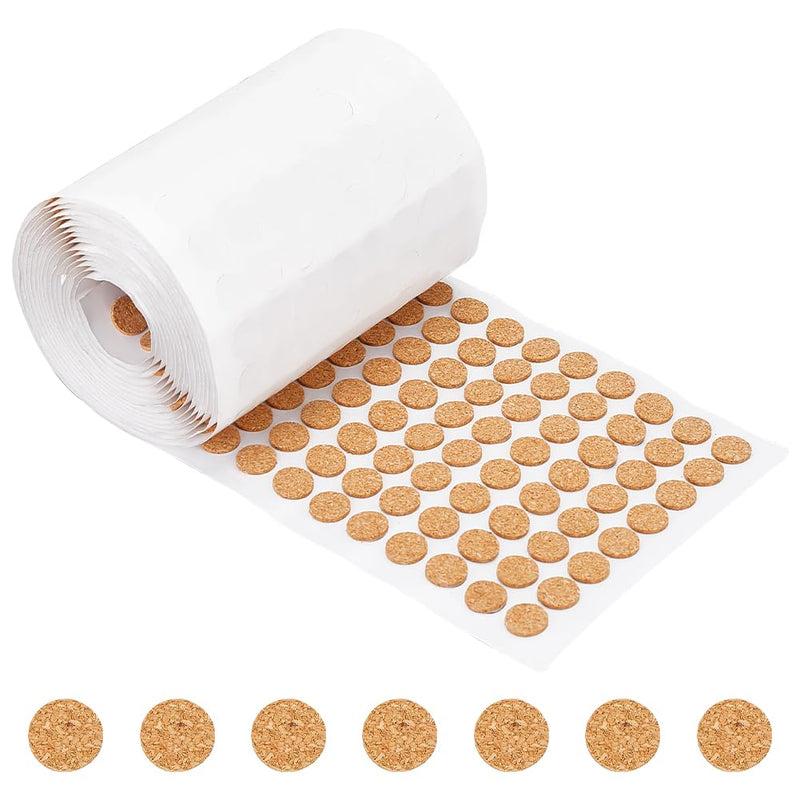 [Australia - AusPower] - BENECREAT 1400pcs 0.5x0.06 Inch Adhesive Cork Circles, Flat Round Self-Adhesive Cork Dots for Cabinets, Table Top Items, Scratching, Furniture, Electronics 