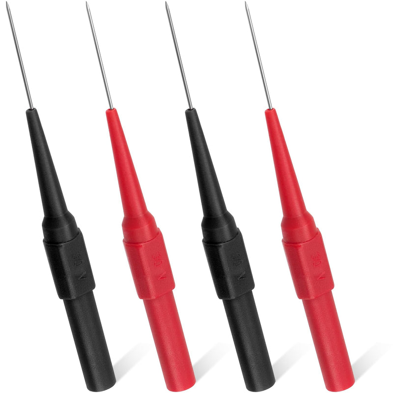 [Australia - AusPower] - 4PCS 0.7mm Test Probe Pins for 4mm Banana Socket Plug, Car Tester, Multimeter Probes, Stainless Steel Tip, Non-Destructive Insulation Check Circuits Wire Piercing 