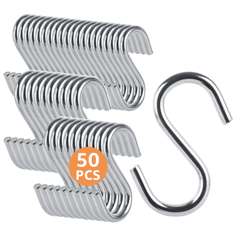 [Australia - AusPower] - LANIAKEA 50PCS Stainless Steel S Hooks - 2 in 304 Stainless Steel S Shaped Hook Hangers, Heavy Duty Thick S Hanging Hooks for Products or Items, Chain Hardware 