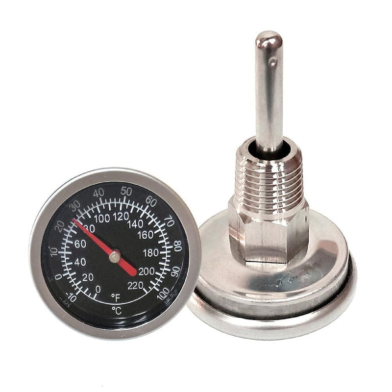 [Australia - AusPower] - Silver Temperature Probe Meter Gauge, Dial Thermometer NPT, Stainless 1/4 NPT Thermometer for Boiler Tea Pot Kettle -10-100℃/0-220ºF Thread Joint, Dial Thermometers 