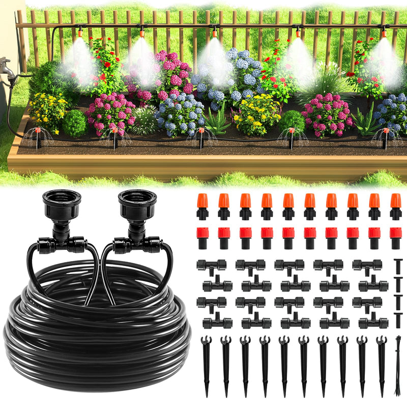 [Australia - AusPower] - MIXC Drip Irrigation System, 50 FT Quick Connector Garden Watering System, Automatic Sprinkler Kit for Lawn Raised Bed Outdoor Plants Greenhouse with 1/4'' Tubing, Drip Emitters, Misting Nozzles 