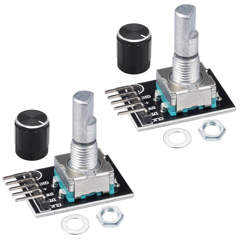 [Australia - AusPower] - KY-040 Rotary Encoder Module 360 Degree Switch Encoders with Knob Cap Brick Sensor Modules(Pack of 2pcs) 