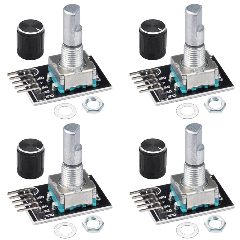 [Australia - AusPower] - KY-040 Rotary Encoder Module 360 Degree Switch Encoders with Knob Cap Brick Sensor Modules(Pack of 4pcs) 