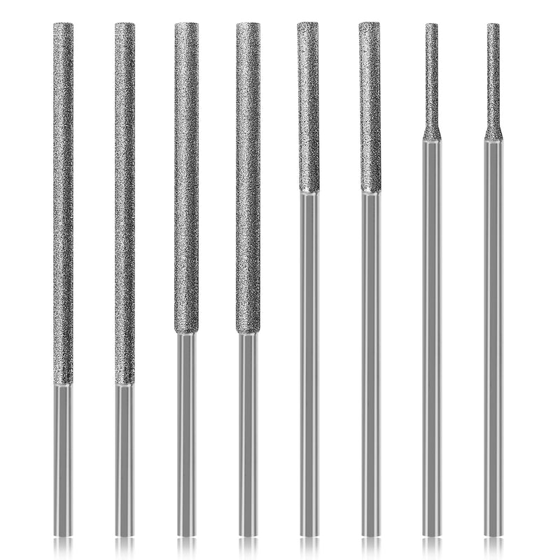 [Australia - AusPower] - Long Stone Carving Set Diamond Burr Bits Compatible with Dremel, 8PCS Polishing Kits Rotary Tools 100MM Length Cone Accessories with 1/8" Shank For Carving, Engraving, Grinding, Stone, Rocks, Jewelry Style 2 