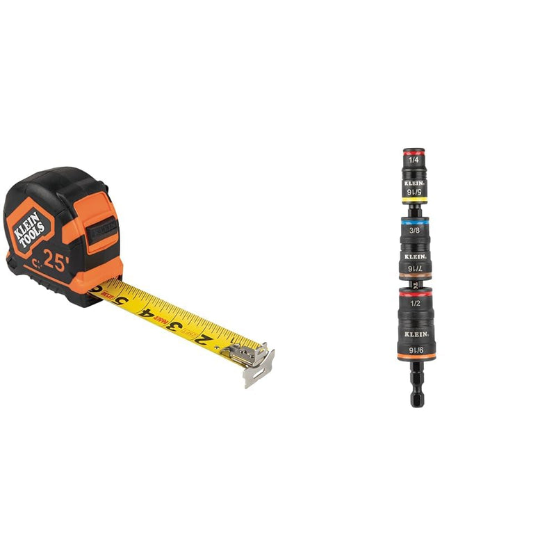[Australia - AusPower] - Klein Tools 25-Foot Tape Measure and 7-in-1 Impact Flip Socket Set with Rare-Earth Magnet 
