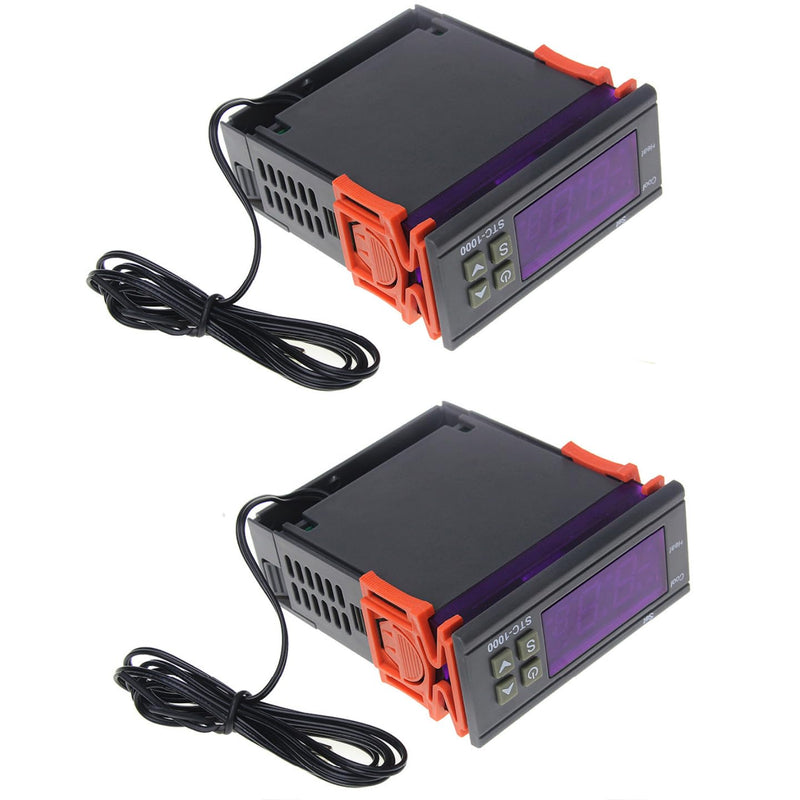 [Australia - AusPower] - 2 PCS STC-1000 10A DC 12V Digital LED Temperature Controller Thermostat Control Switch 2 Relay Output and NTC 10K Thermistor Sensors Digital Temperature Probe 