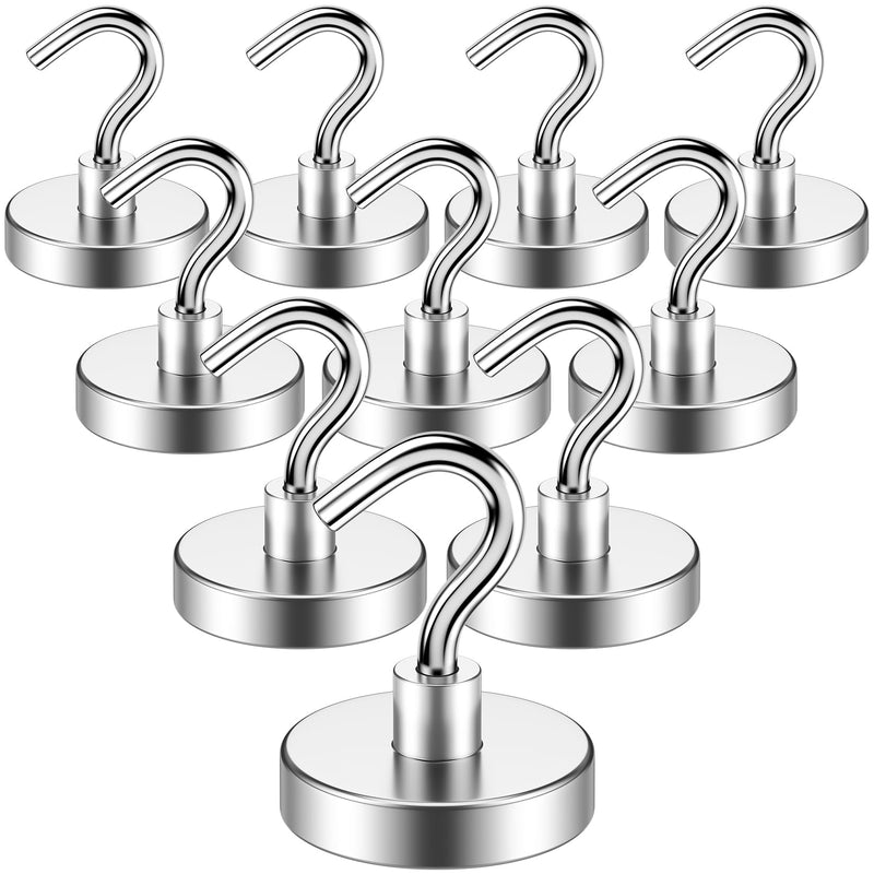 [Australia - AusPower] - VNDUEEY Magnetic Hooks, 80 Lbs Heavy Duty Magnet Hooks Cruise for Hanging, Super Strong Magnetic Hooks for Cruise Cabin, Refrigerator, Classroom, Magnetic Metal Hooks for Grill (Silver, Pack of 10) Silver 