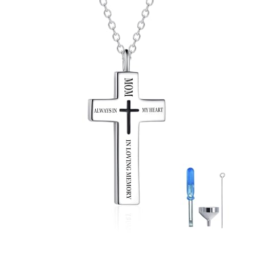 925 sterling silver cross souvenir ashes necklace urn pendant MOM