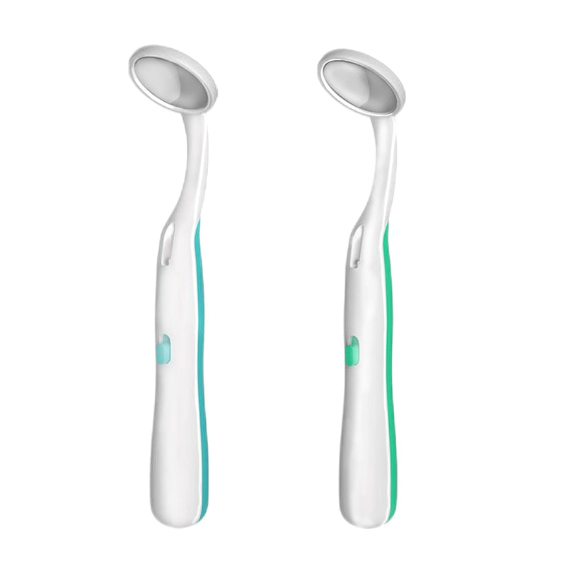 [Australia - AusPower] - 2 Pieces Dental Mirror with Light Anti Fog,Dentist Oral Care Tool,5.90 inches (15cm) Blue & Green Pack of 2 