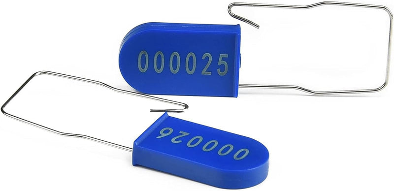 [Australia - AusPower] - 20pcs Security Metal Wire Padlocks, Plastic Security Seals Disposable Anti-Tamper Tag Locks with Numbered Anti Tamper Tag Hasps (Blue, 20pcs) Blue 