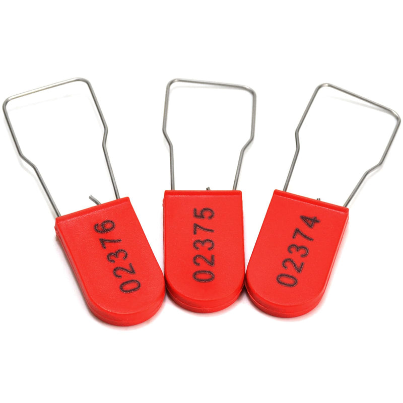 [Australia - AusPower] - 20pcs Security Metal Wire Padlocks, Plastic Security Seals Disposable Anti-Tamper Tag Locks with Numbered Anti Tamper Tag Hasps (Red, 20pcs) Red 