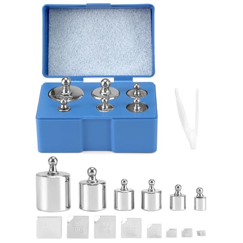 QWORK 14-Piece Calibration Weights Set 10 mg - 100 g for Laboratory and Jewellery, Includes Tweezers and Storage Box