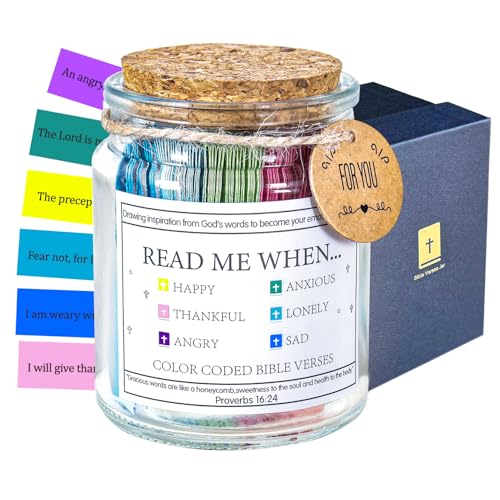 Read Me When Bible Verses Jar For Daily Encouragement, Color Coded Bible Verses in a Jar, Motivational Daily Prayer Jars, Scripture Cards, Christmas Gifts， Christian Gifts for Women, Men Basic Style