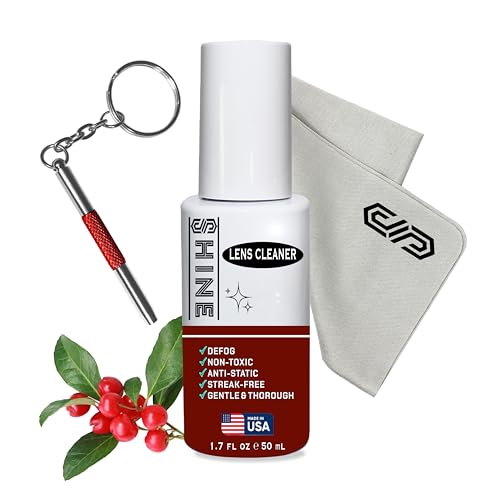 Shine Liquid Cleaner 1.7oz Spray Powered by SIBERIAN USA (1), Fabric Cloth, (1) Screwdriver for Camera, Devices, Eyewear Lenses 50ml 1.7 Fl Oz Standard