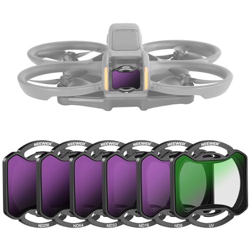 NEEWER Snap On ND&UV Filter Set Compatible with DJI Avata 2, 6 Pack UV & Neutral Density Filters ND8 ND16 ND32 ND64 ND256 Drone Lens Accessories with Ultra Slim Frame & Double Sided Coated HD Glass Flip 6 Pack ND+UV