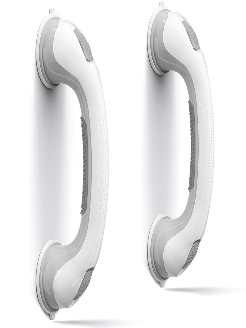 AirTight® Grab Bars for Bathtubs and Showers, (2pack) 16Inch Shower Handle Elderly Suction Bathroom Safety Seniors 16.9 Inch (Pack of 2) Gray
