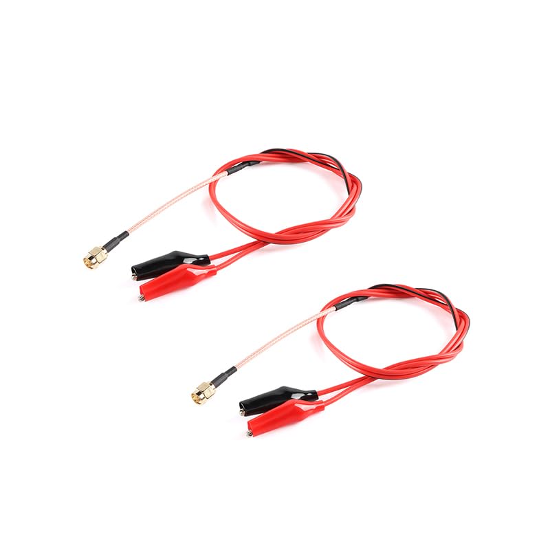 [Australia - AusPower] - SMA Male to Double Alligator Clips Tester Cable-RG316 50cm RF Alligator Clips Electrical with Wires Crocodile Clip Thread 2PCS 