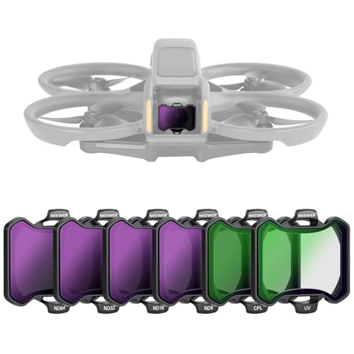 NEEWER Snap On ND&UV&CPL Filter Set Compatible with DJI Avata 2, 6 Pack UV CPL ND8 ND16 ND32 ND64 Neutral Density Filters Drone Lens Accessories, Ultra Slim Frame & Double Sided Coated HD Glass Avata2 6 Pack ND+UV+CPL