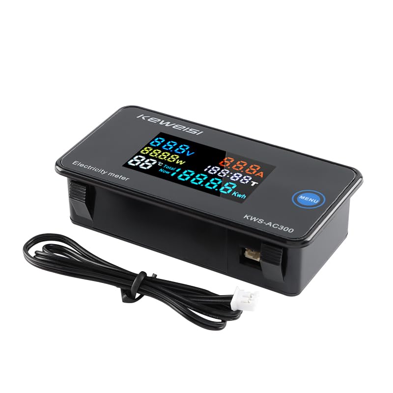 [Australia - AusPower] - AC Voltage Current Meter, Voltage Monitor Tester 0-20A AC50-300V Voltage Current Power Electric Energy - Electrical Multi Tester LCD Digital Display KWH Reader 
