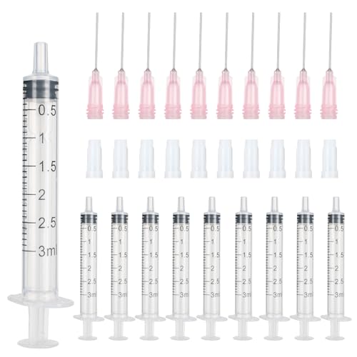 Pack of 10 Syringes 3 ml Plastic Syringe with Blunt Needle | Individually packed, versatile dosing syringes, scientific syringes with caps for laboratories, garden, pet care