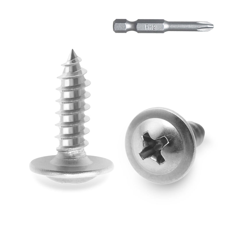 [Australia - AusPower] - 250pcs #8 x 1/2" 410 Stainless Steel Modified Truss Head Wood Screws, Phillips Drive Self Tapping Metal Screws with Screwdriver Bit #8 x 1/2" Self-tapping - Truss 
