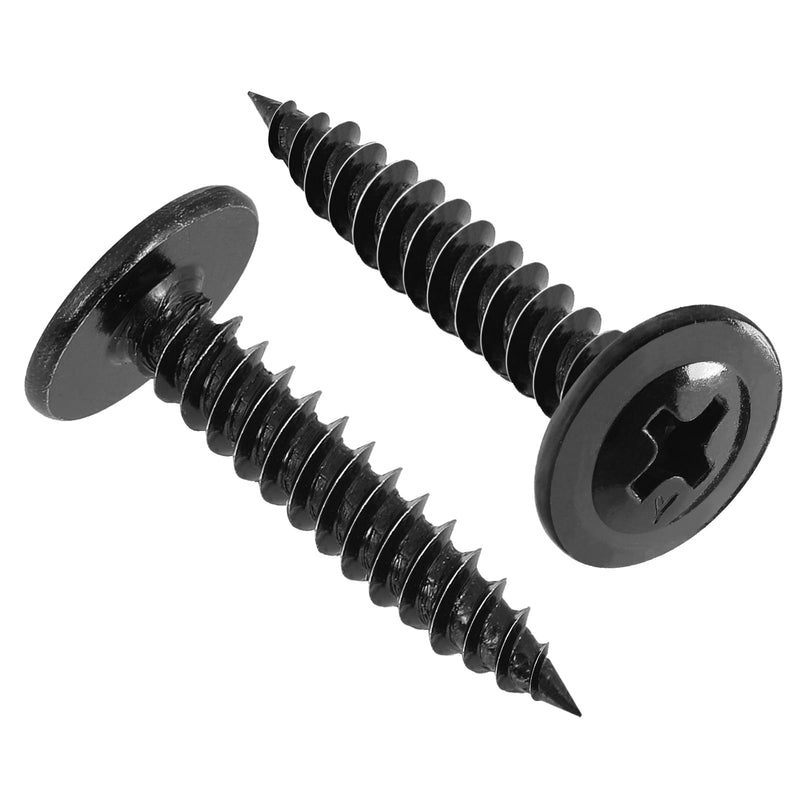 [Australia - AusPower] - 160Pcs #8 x 1 Inch Wood Screws Phillips Modified Truss Head Stainless Steel 410 Quick Metal Self Tapping Screws,Black Zinc Plated Black 