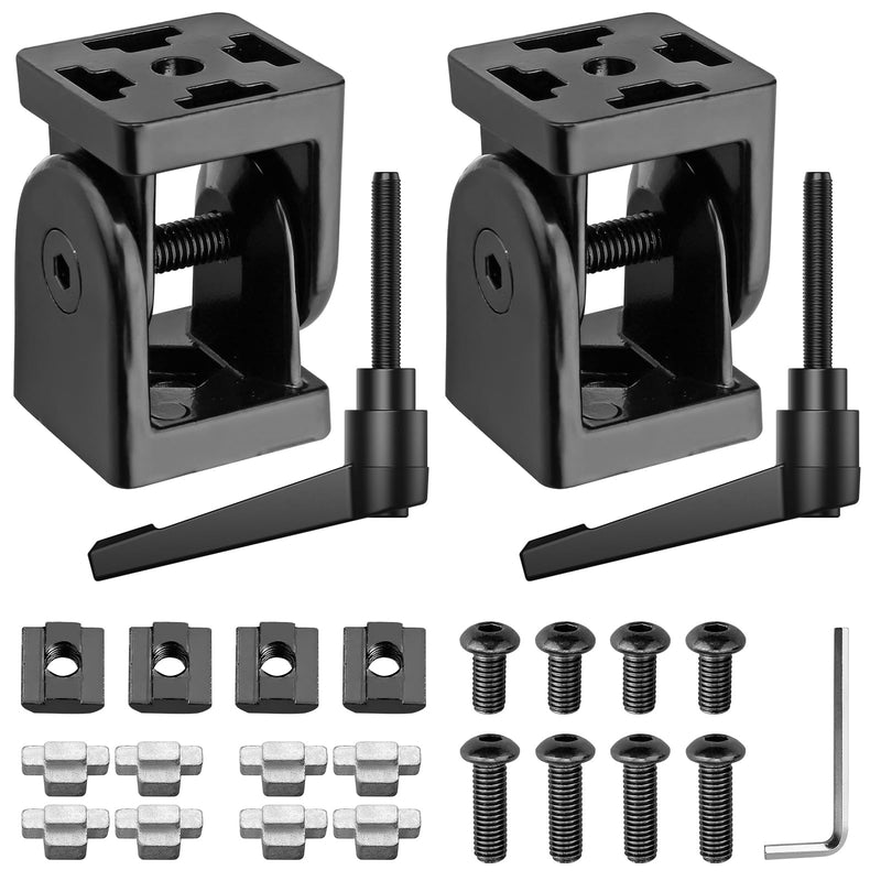 JiGiU 2PCS Angle Connector Joint Connector 4040 Nut 8 Flexible Hinge 180° Rotation Range with Clamping Lever Zinc Alloy Joint Connector for 4040 EU Standard Aluminum Extrusion Profile-Black Black 2