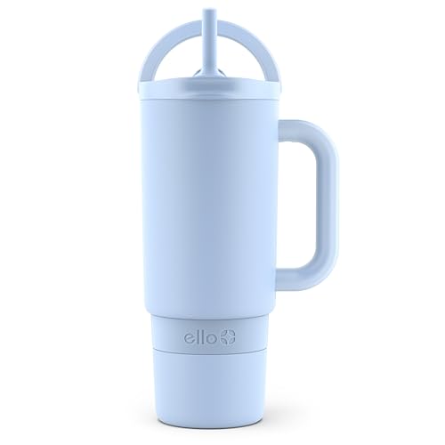 Ello Port 30oz Insulated Stainless Steel Tumbler with Straw, halogen blue 30 Ounces