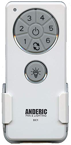 [Australia - AusPower] - Anderic DC1 Ceiling Fan Remote Control Replacement – Works with DC8 Receiver Fans, 6 Speed, Reversible Airflow, Dimmable Light – Compatible with Hampton Bay, Monte Carlo, Savoy House - Remote Only 