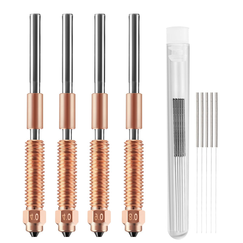 K1C/Ender 3 V3 Nozzle: Ender 3 V3 Plus Nozzle Kit 0.4/0.6/0.8mm with Cleaning Needles for Creality Unicorn Quick-Swap 3D Printer Nozzles Kit (4pcs) Mix size