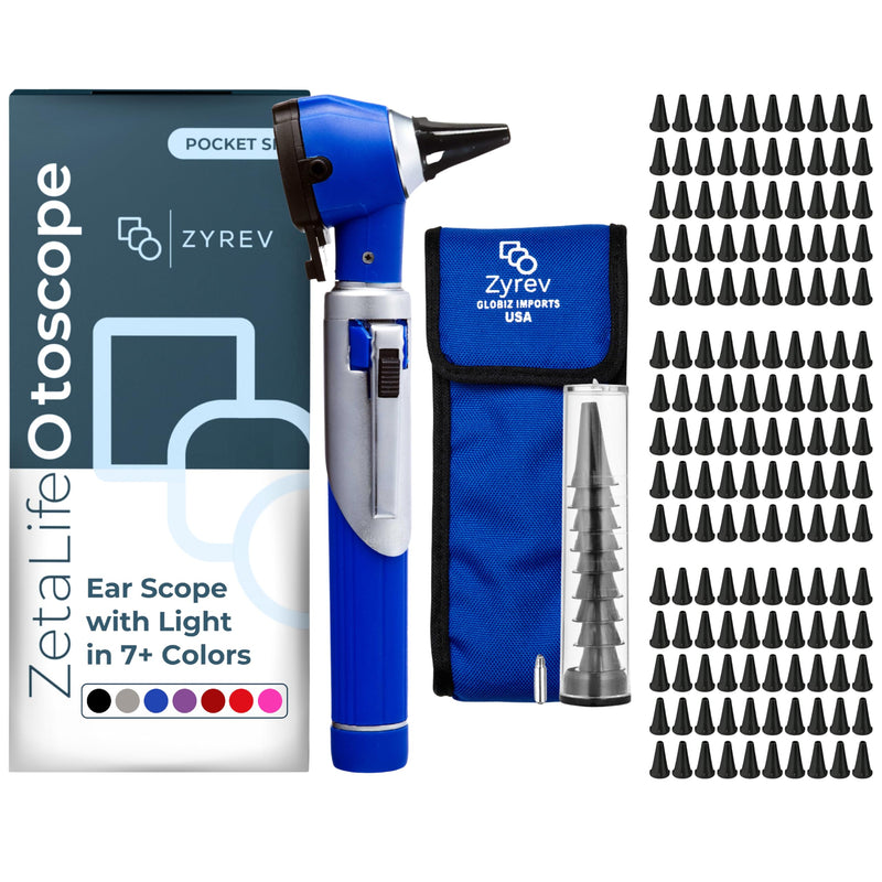 [Australia - AusPower] - Zyrev ZetaLife Otoscope Set with 150 Extra Disposable Specula Tips, Blue 