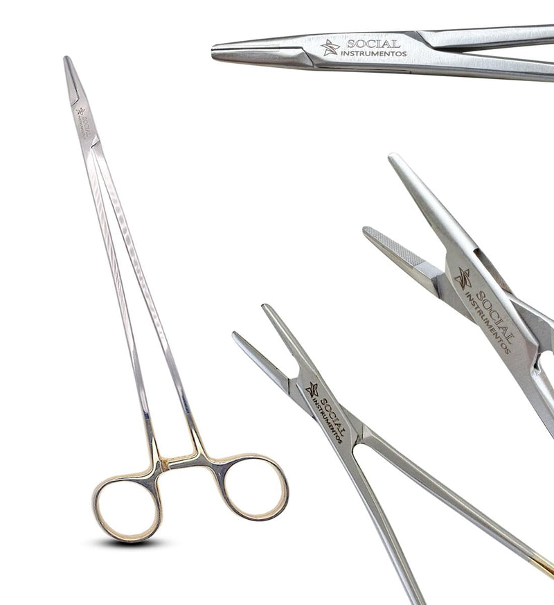[Australia - AusPower] - Mayo Hegar Needle Holder Driver with Tungsten Carbide Inserts and Gold Rings Premium Grade Instrument (7) 7 