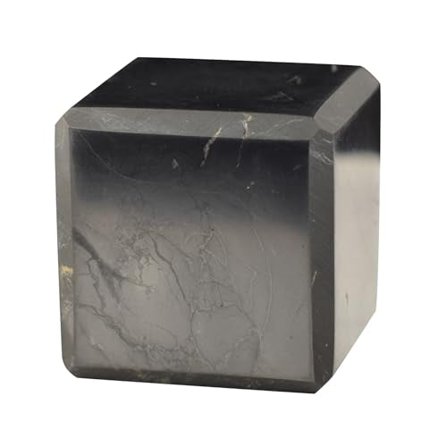 Shungite World Authentic Shungite Cube Polished 40 mm / 1.57" Chakra Energy Natural Healing Crystal Real Black Cube Home Office Protection Desk Decor Meditation Reiki Grounding Stone 40 mm / 1.57"