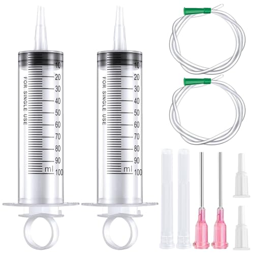 100 ml syringe, colostrum syringe with 20G needle and hose | Reusable dosing syringe for laboratory, garden and industry