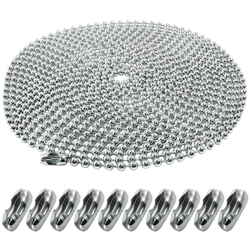 [Australia - AusPower] - 197" Stainless Steel Ball Chain, 4.5mm Beaded Pull Chain Extension Dog Tag Chain with 10 Connectors for Window Blind Vertical Replacement, Silver 197 inch 