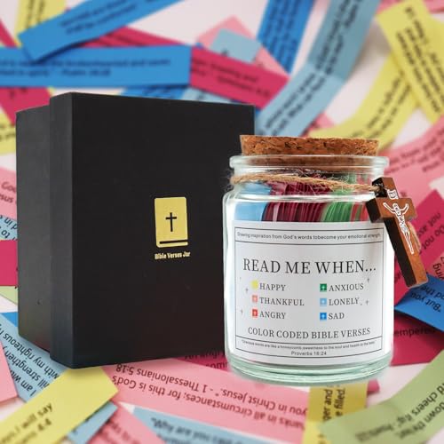 Bible Verse Jar, Christian Gifts For Women/Men, Read Me When Bible Verse for Mom/Dad - Prayer Jar with Scriptures for Sisters Besties, Religious Graduation Birthday Gift 1