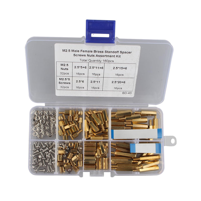 [Australia - AusPower] - ZDE 182pcs M2.5 Series Male Female Hex Column Brass Standoff Spacer Screws Nuts Assortment Kit for Raspberry Pi with M2 Screws 30mm FFC Cable 50mm FFC Cable for PCIe to NVMe SSD Adapter Board 