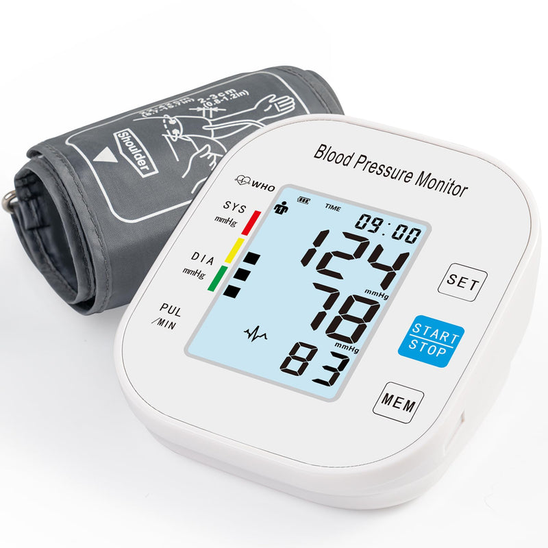 [Australia - AusPower] - Blood Pressure Monitors, Automatic Upper Arm Blood Pressure Machines for Home Use with Large Cuff 8.7" -16.5" Adjustable BP Machine for Adult Elderly (White) White 