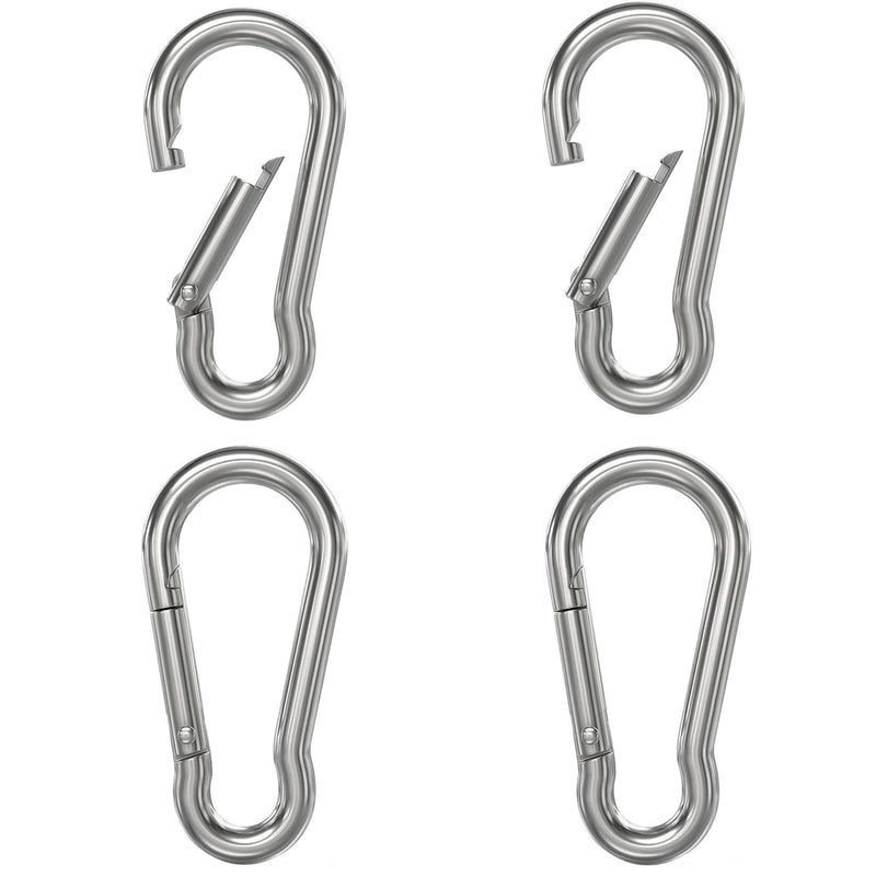 [Australia - AusPower] - 304 Stainless Steel Carabiner Clip Spring Snap Hook Hook Heavy Duty Carabiner Clips for Keychain Outdoor, Climbing, Camping, Hiking, Traveling M6-2.36 IN 4PCS 