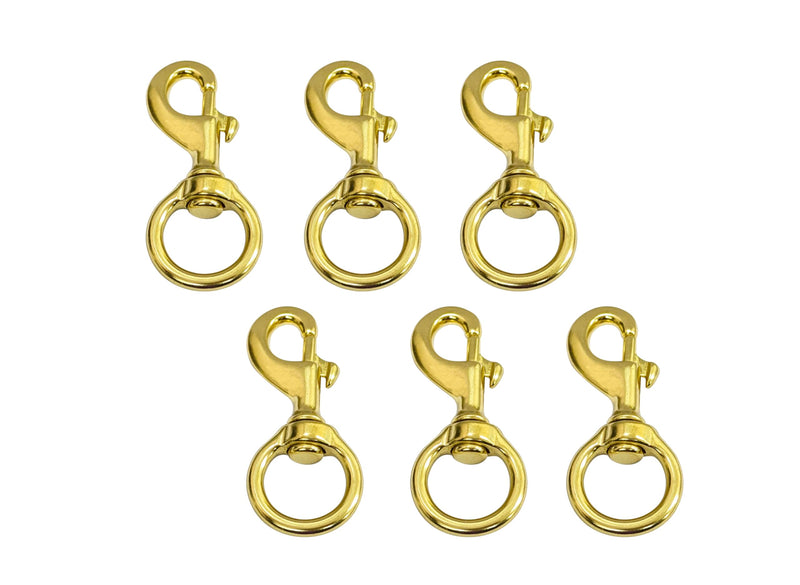 [Australia - AusPower] - QCAA Solid Brass Heavy Duty Trigger Flagpole Clip Swivel Snap Hooks, for Leathercrafts, Dog Leads and Purses, 3/4" x 78mm, Vibrated Brass, 6 Pack, Made in Taiwan 