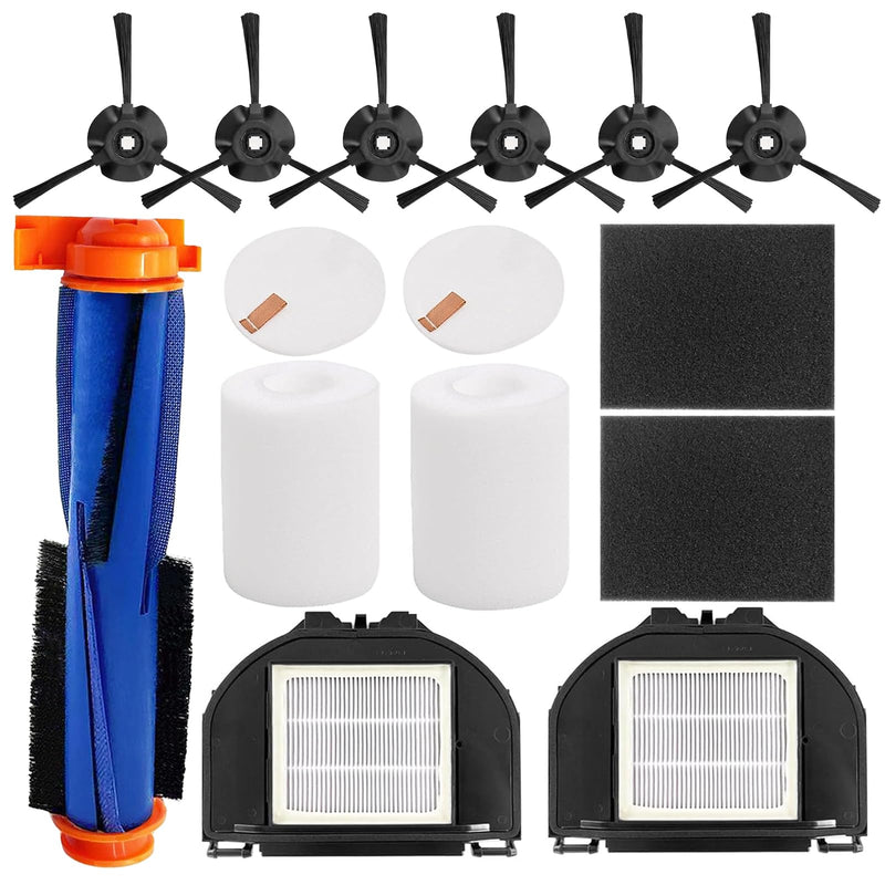 Replacement Parts for Shark RV2310AE/AV2310AE/RV2320S/RV2300S/UR2360S Matrix Robot Vacuum Cleaner,1 Main Brush Roller, 6 Side Brushes, 2 HEPA Filters, 2 Foam Filters(Not for RV2300/RV2310)-13Pack Kits