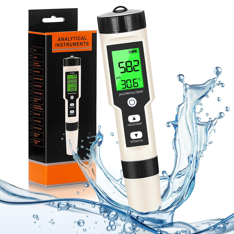 [Australia - AusPower] - Hydrogen Water Tester 4 in 1 PH,H2,ORP&Temp,pH Meter ORP Meter Hydrogen Tester for Water with ATC & Backlight,Accurate Hydrogen Water ppb/ppm Meter 